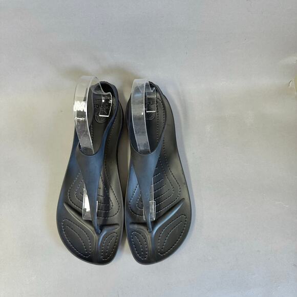 Crocs Sexi flip flop t-strap comfort rubber sandal in black women's size 10 - Picture 3 of 13